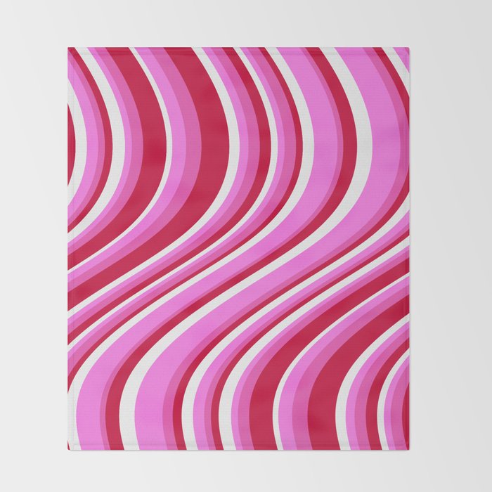 Wavy Stripes XVII - Y2K Pink and Red Throw Blanket Gallery Image 2