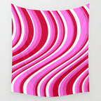 Wavy Stripes XVII - Y2K Pink and Red Wall Tapestry Gallery Image 4