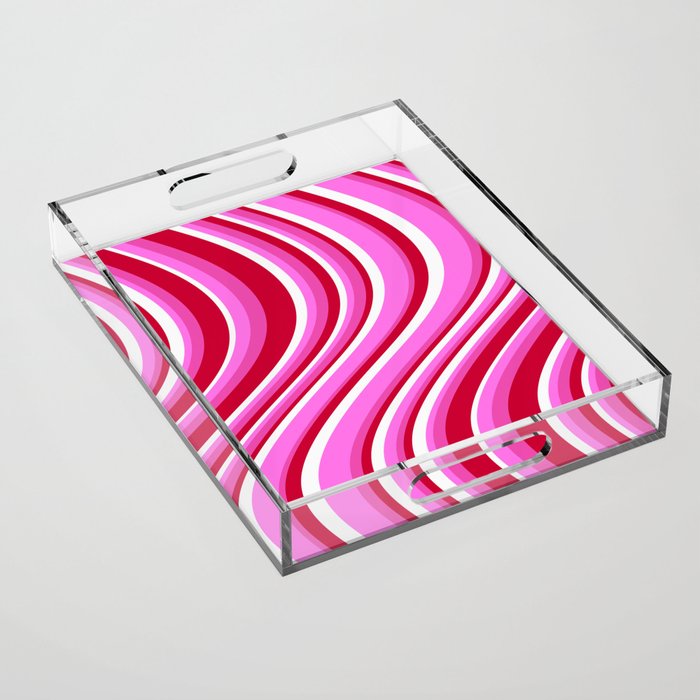 Wavy Stripes XVII - Y2K Pink and Red Acrylic Tray Gallery Image 1