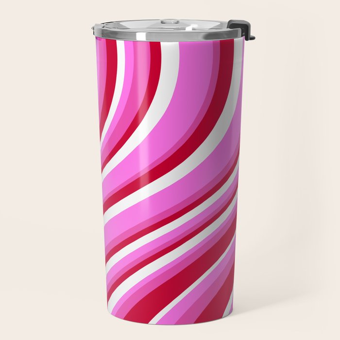 Wavy Stripes XVII - Y2K Pink and Red Travel Mug Gallery Image 2