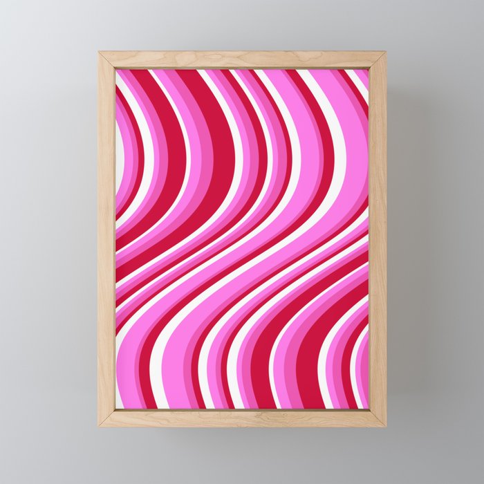 Wavy Stripes XVII - Y2K Pink and Red Mini Art Print Gallery Image 1