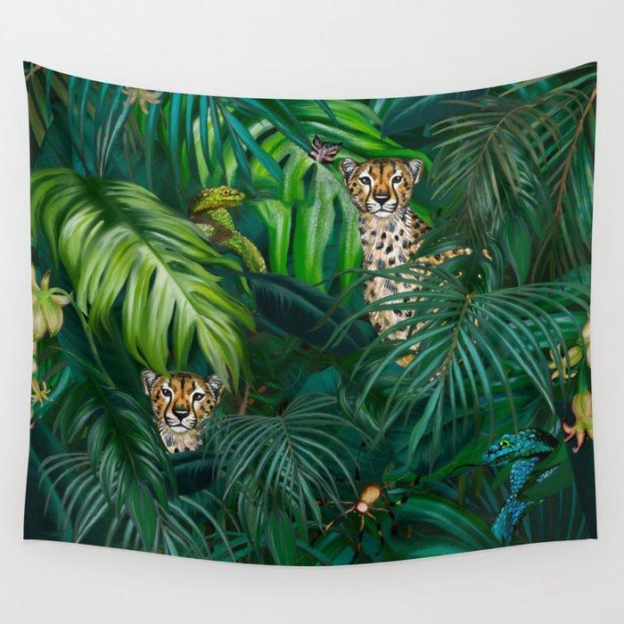 Jungle Cheetah Prints Wall Tapestry Gallery Image 1