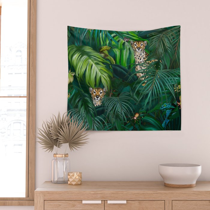 Jungle Cheetah Prints Wall Tapestry Gallery Image 2