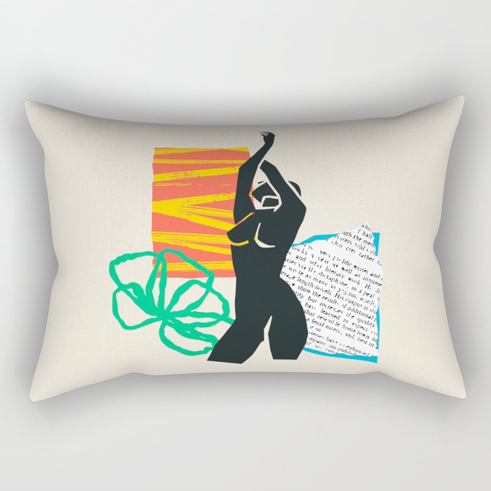 Abstract women body collage art illustration Rectangular Pillow Gallery Image 1