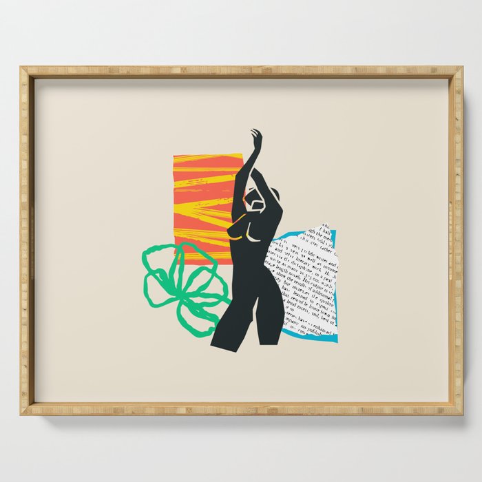 Abstract women body collage art illustration Serving Tray Gallery Image 1