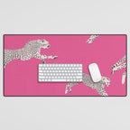 Leaping Cheetahs  Magenta Desk Mat Gallery Image 1