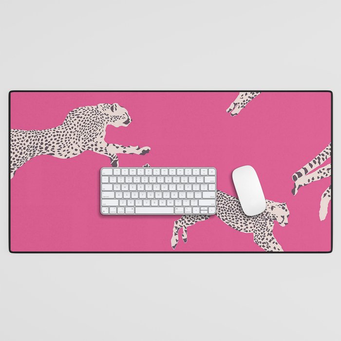 Leaping Cheetahs  Magenta Desk Mat Gallery Image 1