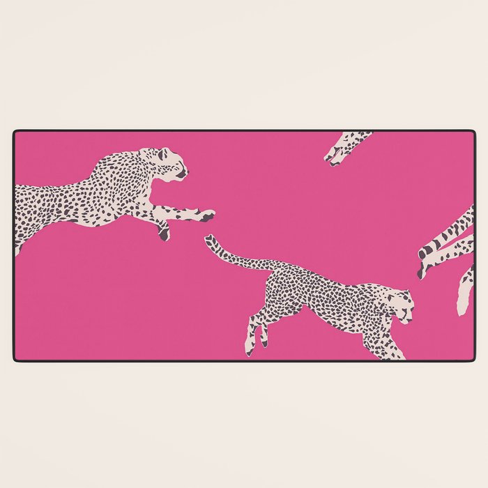 Leaping Cheetahs  Magenta Desk Mat Gallery Image 3