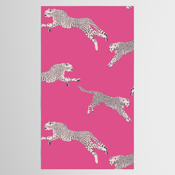 Leaping Cheetahs  Magenta Tablecloth Gallery Image 2
