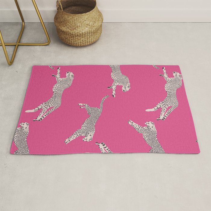 Leaping Cheetahs  Magenta Rug Gallery Image 1