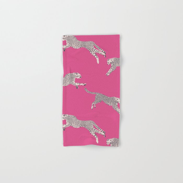 Leaping Cheetahs  Magenta Bath Towel Gallery Image 1