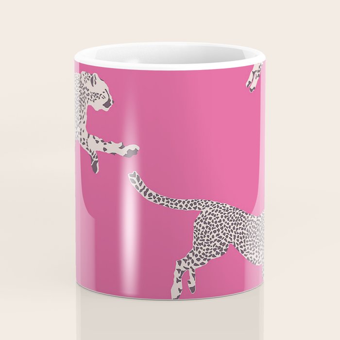 Leaping Cheetahs  Magenta Coffee Mug Gallery Image 4