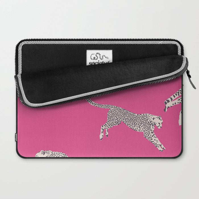 Leaping Cheetahs  Magenta Laptop Sleeve Gallery Image 2