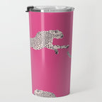 Leaping Cheetahs  Magenta Travel Mug Gallery Image 3