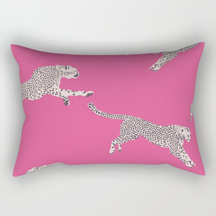 Leaping Cheetahs  Magenta Rectangular Pillow Gallery Image 1