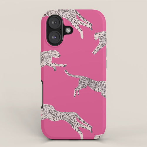 Leaping Cheetahs  Magenta Iphone Case Gallery Image 1