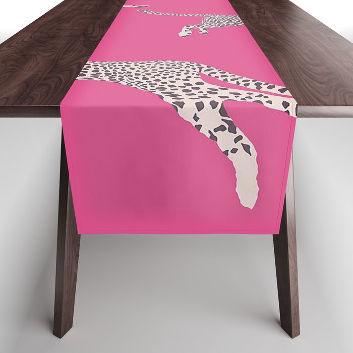 Leaping Cheetahs  Magenta Table Runner Gallery Image 1