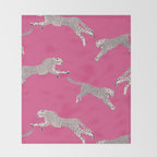 Leaping Cheetahs  Magenta Throw Blanket Gallery Image 2