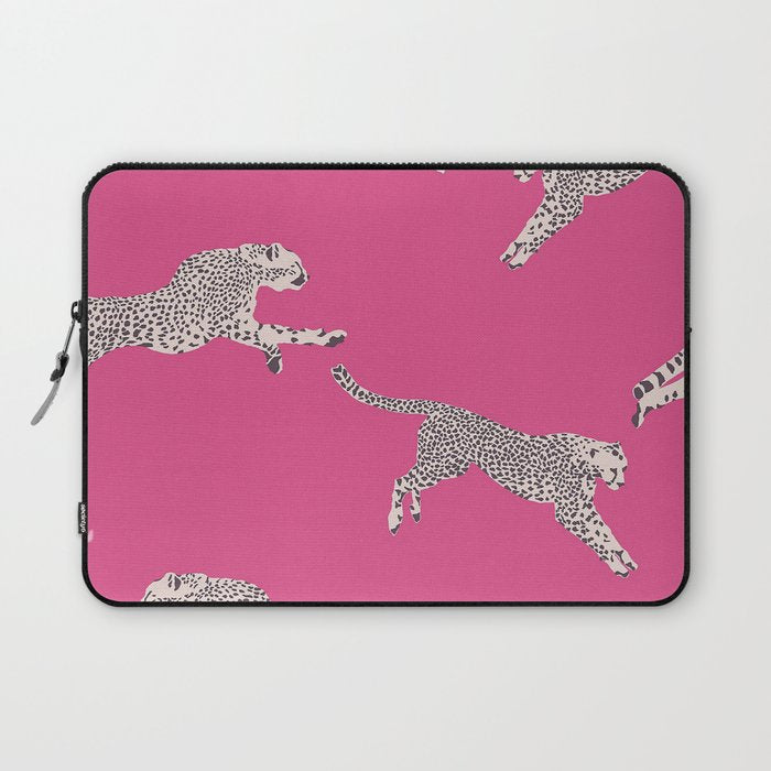 Leaping Cheetahs  Magenta Laptop Sleeve Gallery Image 1