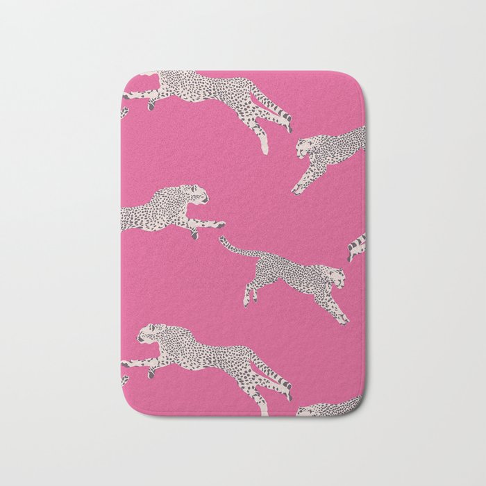 Leaping Cheetahs  Magenta Bath Mat Gallery Image 1