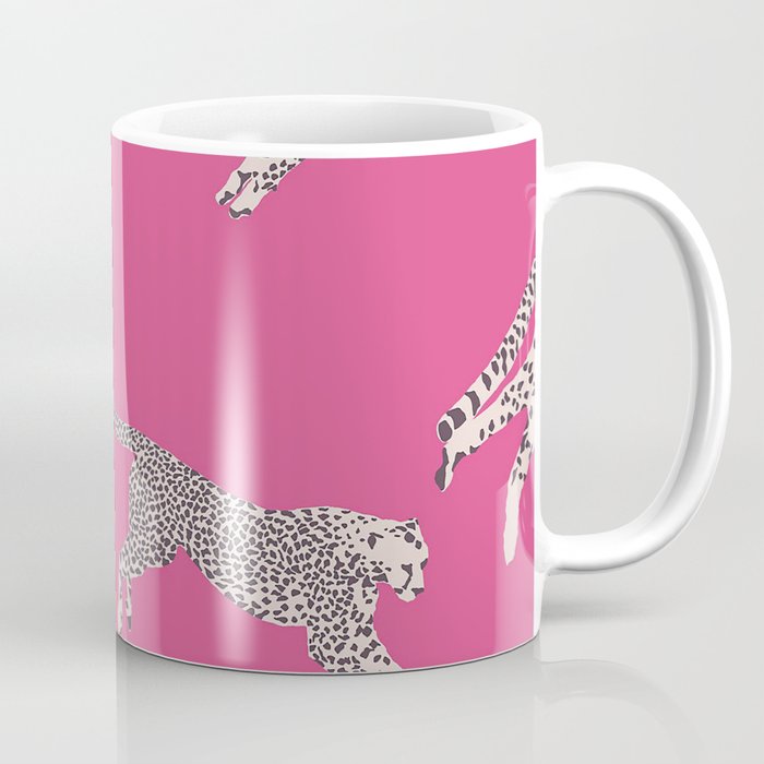 Leaping Cheetahs  Magenta Coffee Mug Gallery Image 1