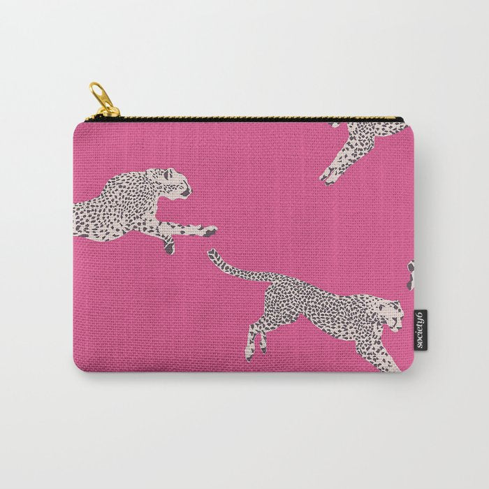 Leaping Cheetahs  Magenta Carry All Pouch Gallery Image 1