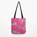 Leaping Cheetahs  Magenta Tote Bag Gallery Image 2