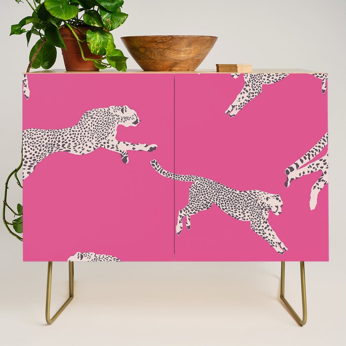 Leaping Cheetahs  Magenta Credenza Gallery Image 1