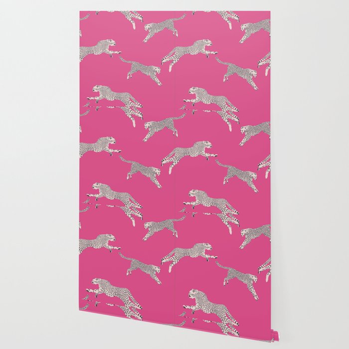 Leaping Cheetahs  Magenta Wallpaper Gallery Image 2