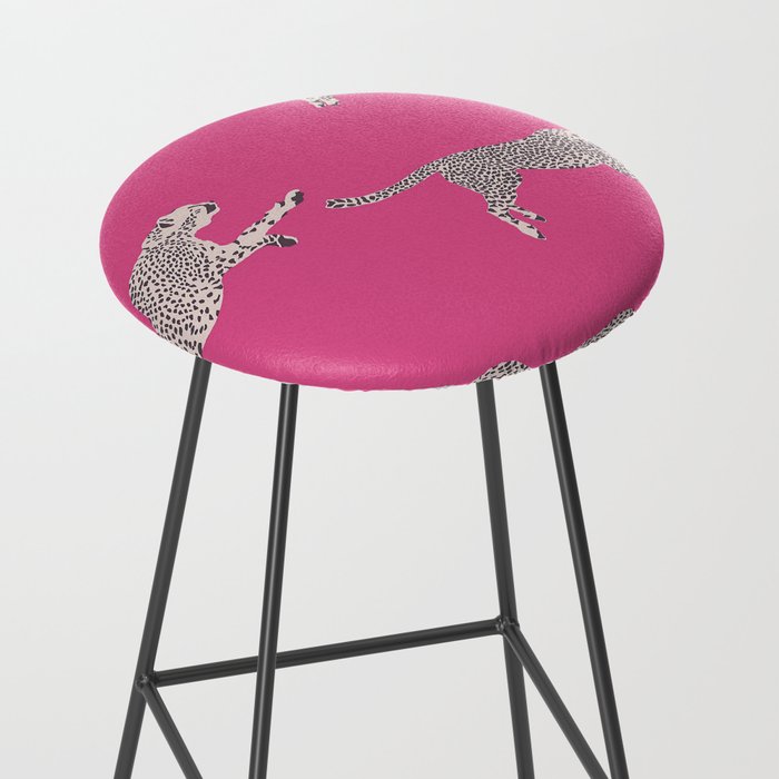 Leaping Cheetahs  Magenta Stool Gallery Image 2