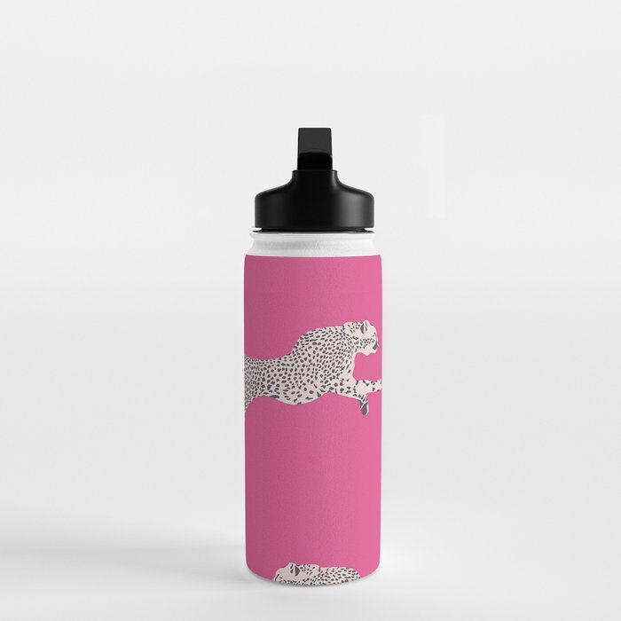 Leaping Cheetahs  Magenta Water Bottle Gallery Image 3