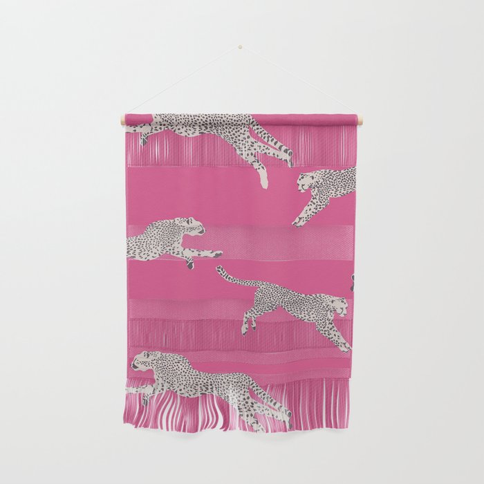 Leaping Cheetahs  Magenta Wall Hanging Gallery Image 1