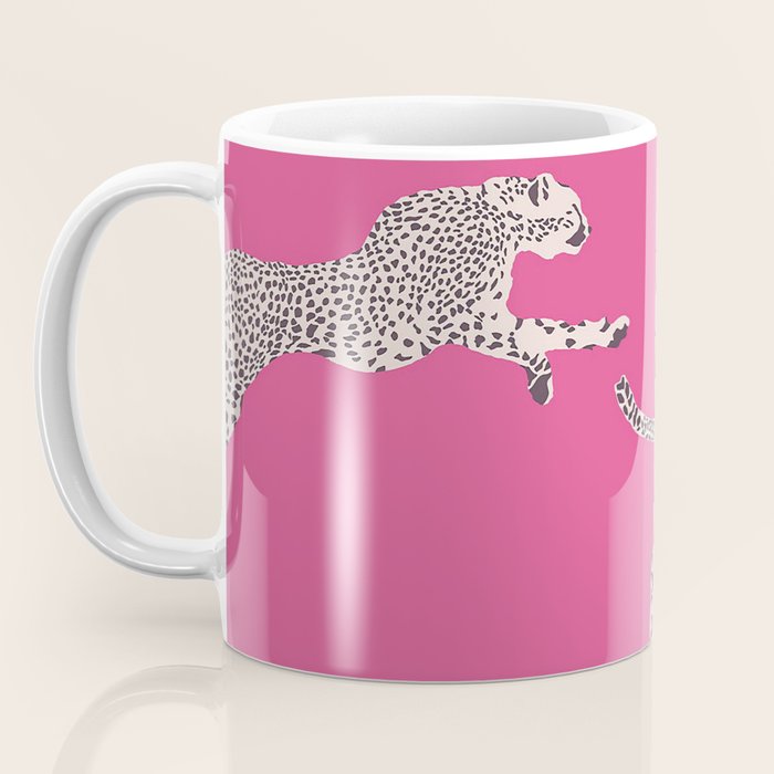 Leaping Cheetahs  Magenta Coffee Mug Gallery Image 3