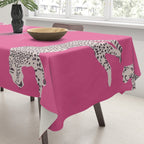 Leaping Cheetahs  Magenta Tablecloth Gallery Image 3