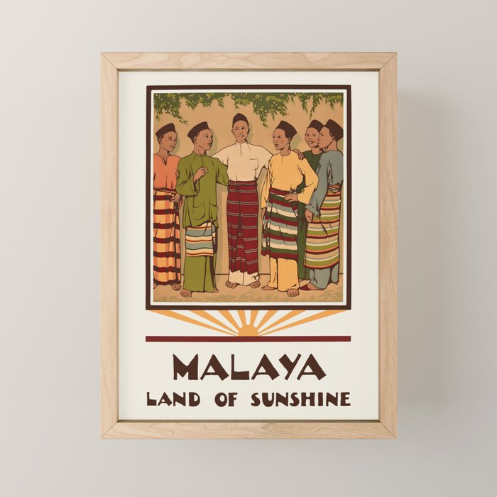 Malaysia and Singapore Vintage travel poster,  1930s Mini Art Print Gallery Image 1