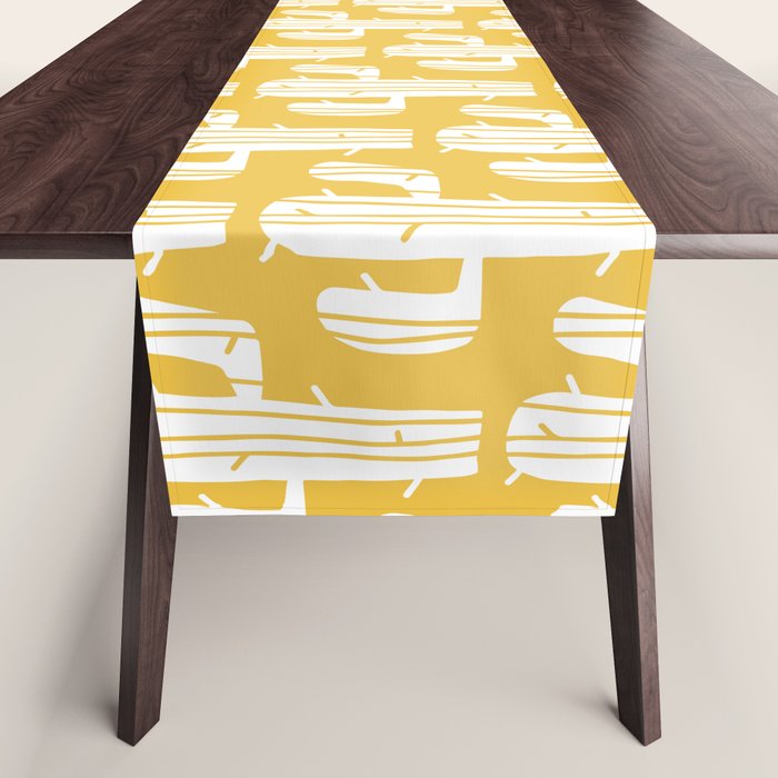 Mid Century Modern Desert Cactus Pattern 835 Yellow Table Runner Gallery Image 1