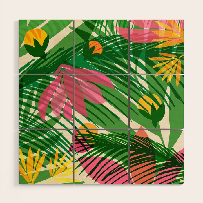 Modern Breezy Hawaiian Print  Wood Wall Art Gallery Image 1