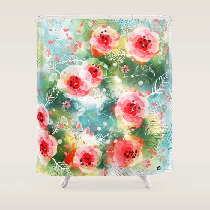 Abstract painting nature and geometric Shower Curtain Gallery Image 1