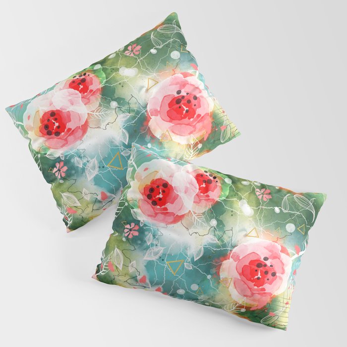 Abstract painting nature and geometric Pillow Sham Gallery Image 1