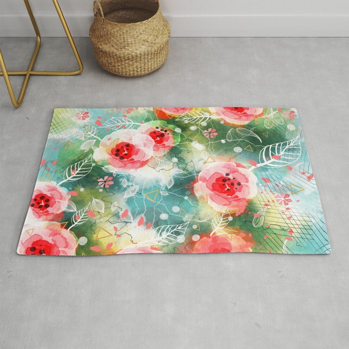 Abstract painting nature and geometric Rug Gallery Image 1