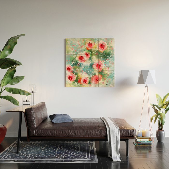 Abstract painting nature and geometric Wood Wall Art Gallery Image 2
