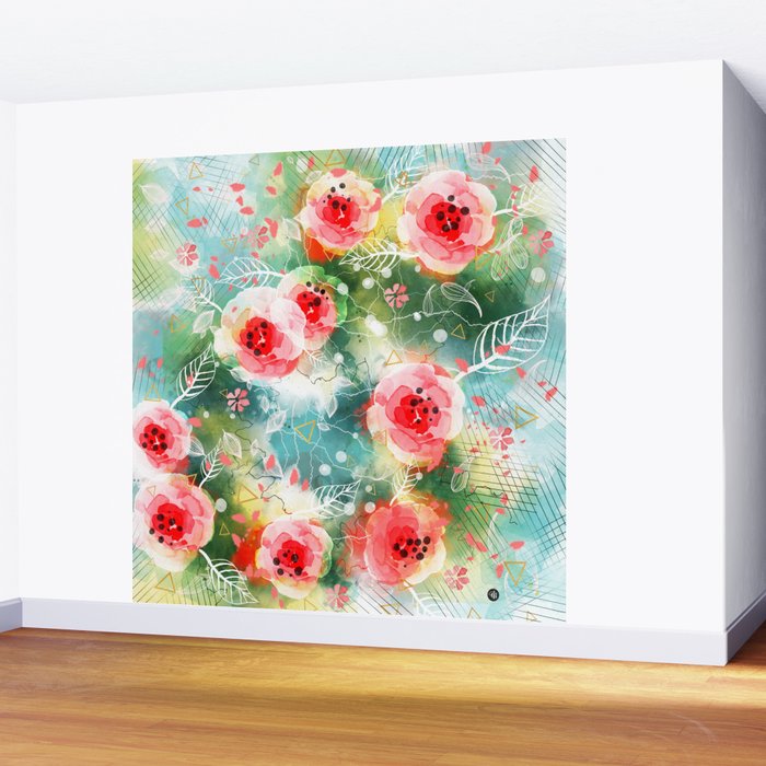 Abstract painting nature and geometric Wall Mural Gallery Image 2