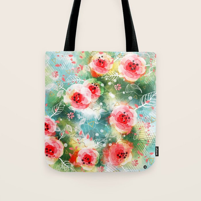 Abstract painting nature and geometric Tote Bag Gallery Image 1