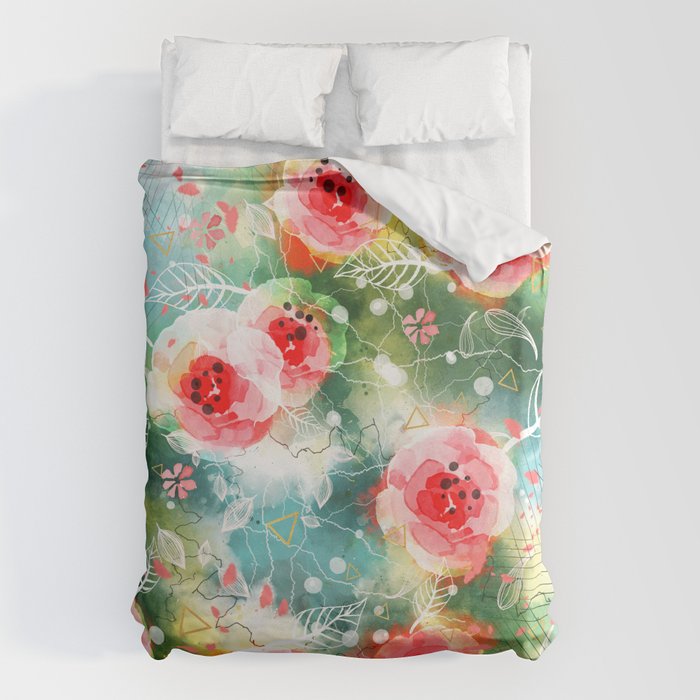 Abstract painting nature and geometric Duvet Cover Gallery Image 1