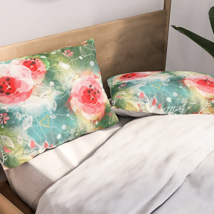 Abstract painting nature and geometric Pillow Sham Gallery Image 2