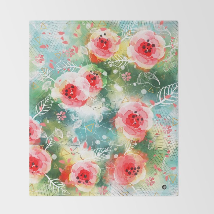 Abstract painting nature and geometric Throw Blanket Gallery Image 2