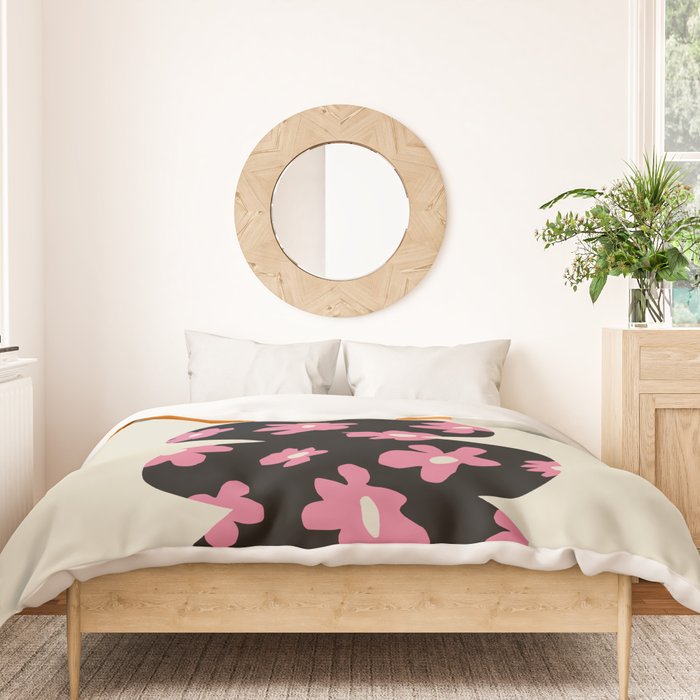 Black floral Vase Duvet Cover Gallery Image 3