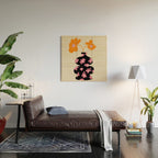 Black floral Vase Wood Wall Art Gallery Image 2