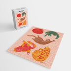 Sleepy Cozy Kitty Cats in Green & Orange Jigsaw Puzzle Gallery Image 2