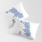 Chicago Neighborhood Map in Blue Pillow Sham Gallery Image 3